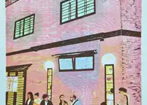 Osaka nightlife. Fargetresnitt. 45 x 65 cm